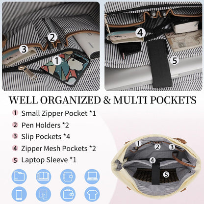 Laptop Tote Bag for Women, 15.6 Inch Computer Shoulder Bag Teacher Work Bag Travel Purse with Small Pouch VONXURY