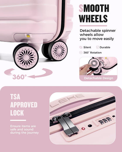 Lekesrping Underseat Carry On Luggage for Women, 16 Inch Stylish Lightweight Under Seat Carry on Suitcase with Multi-Compartment Layers & 360° Wheels for Airline TAS approved, light purple