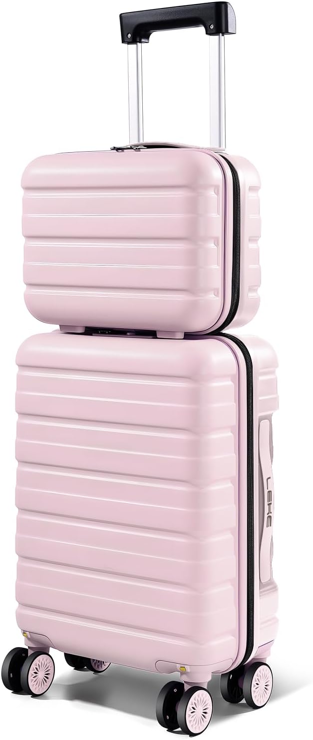 Lekesrping Underseat Carry On Luggage for Women, 16 Inch Stylish Lightweight Under Seat Carry on Suitcase with Multi-Compartment Layers & 360° Wheels for Airline TAS approved, light purple