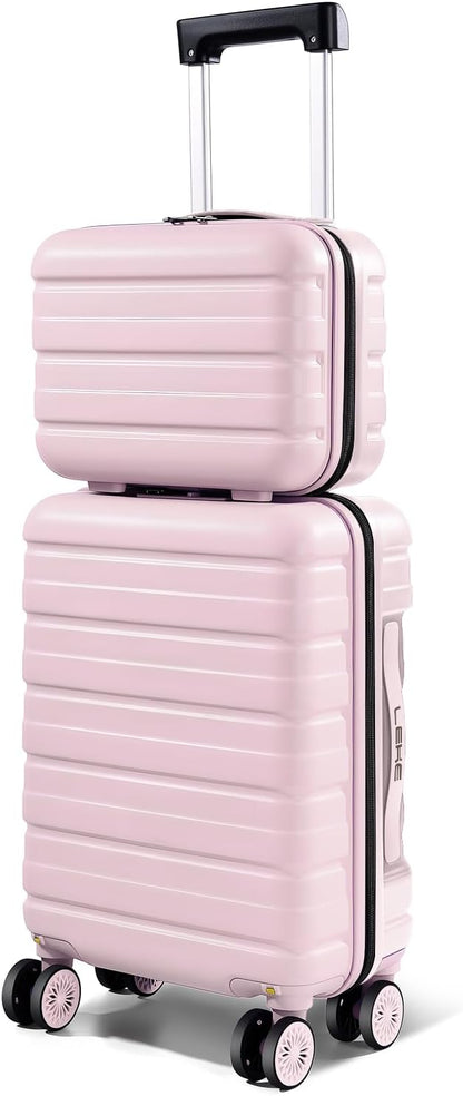 Lekesrping Underseat Carry On Luggage for Women, 16 Inch Stylish Lightweight Under Seat Carry on Suitcase with Multi-Compartment Layers & 360° Wheels for Airline TAS approved, light purple