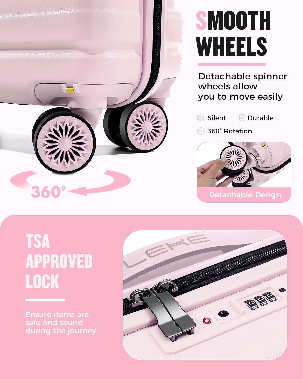 Lekesrping Underseat Carry On Luggage for Women, 16 Inch Stylish Lightweight Under Seat Carry on Suitcase with Multi-Compartment Layers & 360° Wheels for Airline TAS approved, light purple