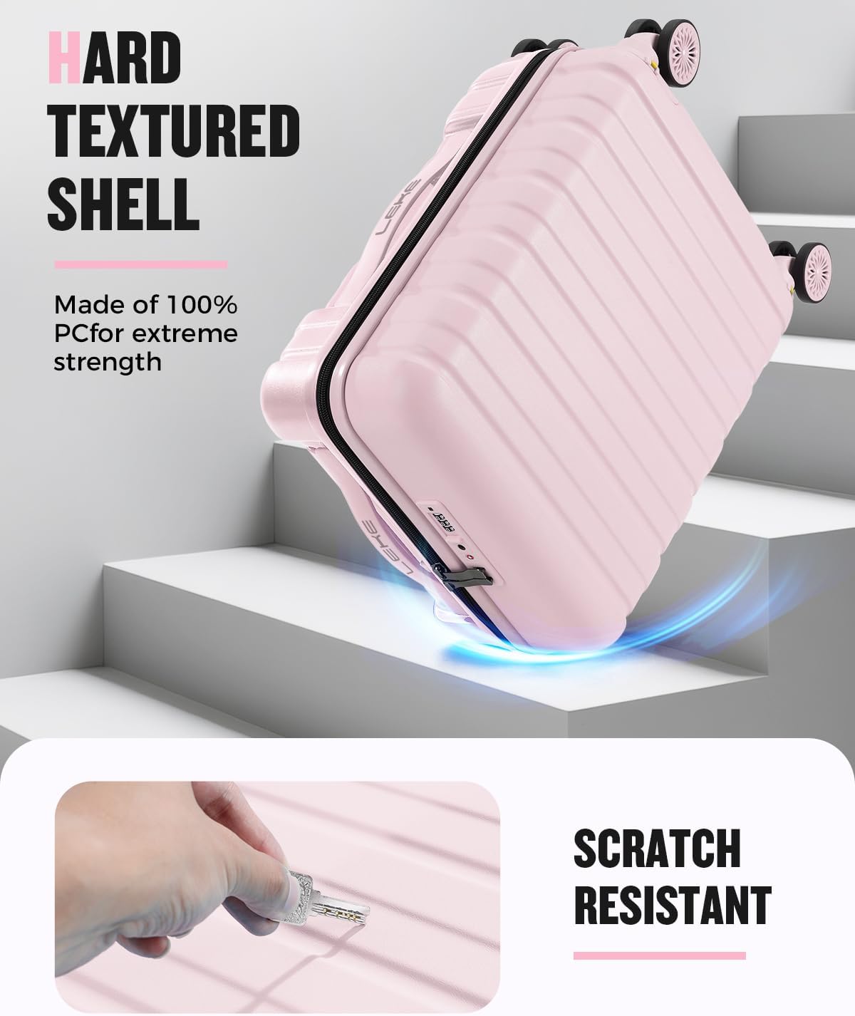 Lekesrping Underseat Carry On Luggage for Women, 16 Inch Stylish Lightweight Under Seat Carry on Suitcase with Multi-Compartment Layers & 360° Wheels for Airline TAS approved, light purple