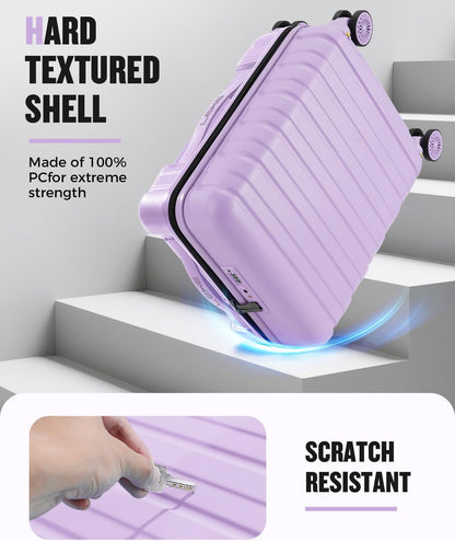 Lekesrping Underseat Carry On Luggage for Women, 16 Inch Stylish Lightweight Under Seat Carry on Suitcase with Multi-Compartment Layers & 360° Wheels for Airline TAS approved, light purple