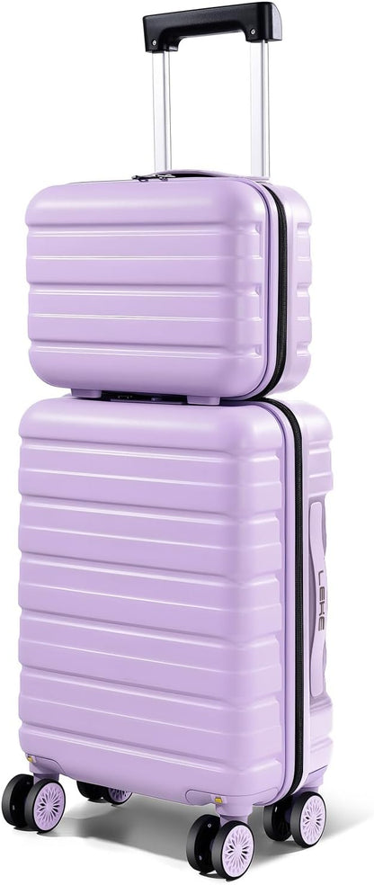 Lekesrping Underseat Carry On Luggage for Women, 16 Inch Stylish Lightweight Under Seat Carry on Suitcase with Multi-Compartment Layers & 360° Wheels for Airline TAS approved, light purple