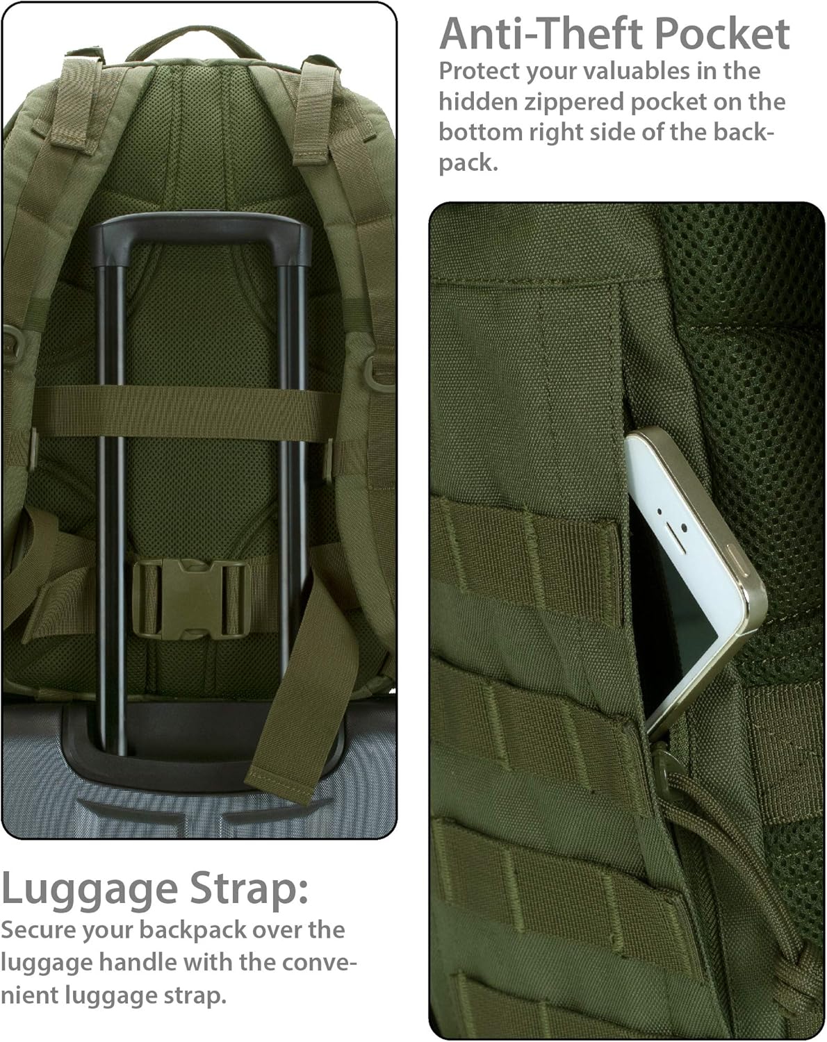 Military Tactical Laptop Backpack, Green