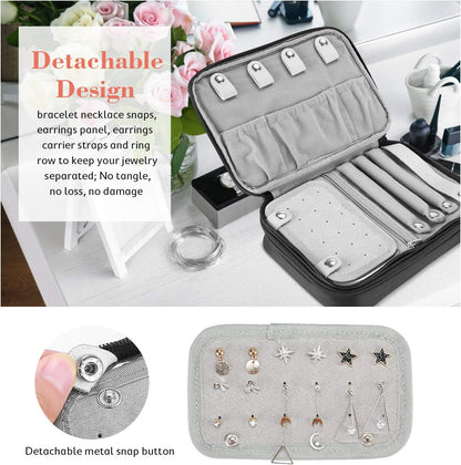 Travel Jewelry Case Organizer Bag, Soft Padded Jewelry Carrying Pouch Portable Storage Holder for Earrings Ring Necklace Bracelet Chain