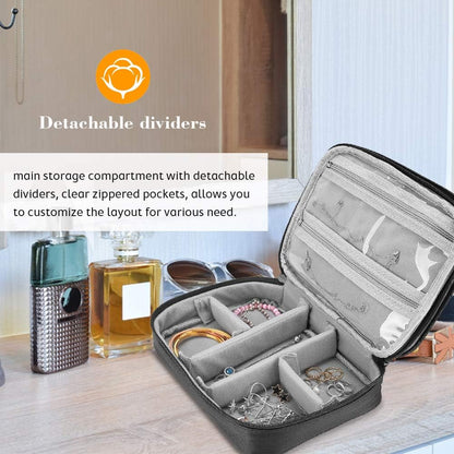 Travel Jewelry Case Organizer Bag, Soft Padded Jewelry Carrying Pouch Portable Storage Holder for Earrings Ring Necklace Bracelet Chain