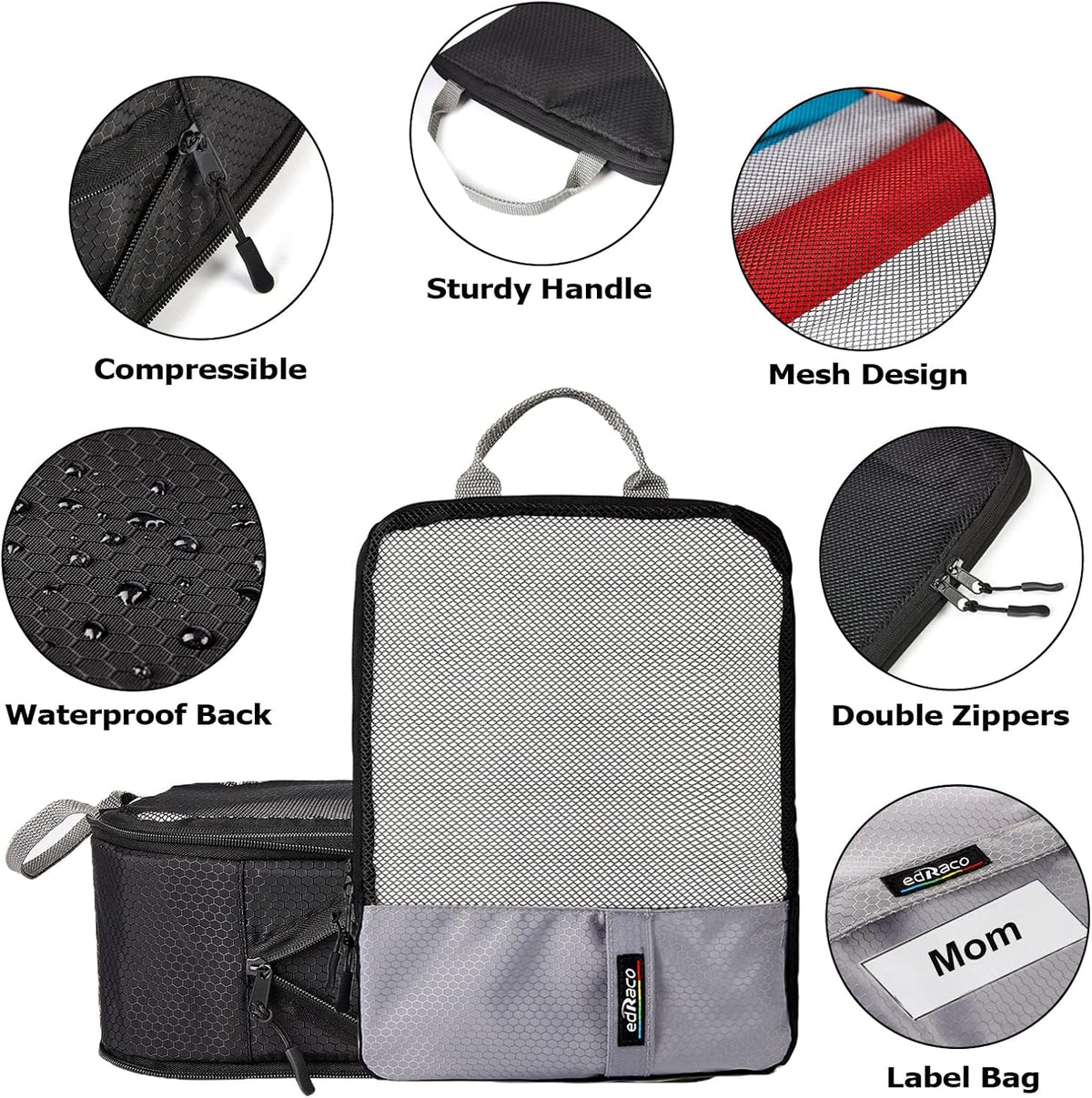 Compression Packing Cubes, 6 Pcs/Set Packing Organizers for Travel, Expandable Luggage Organizer with Toiletry Bag