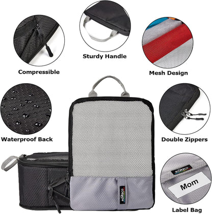 Compression Packing Cubes, 6 Pcs/Set Packing Organizers for Travel, Expandable Luggage Organizer with Toiletry Bag
