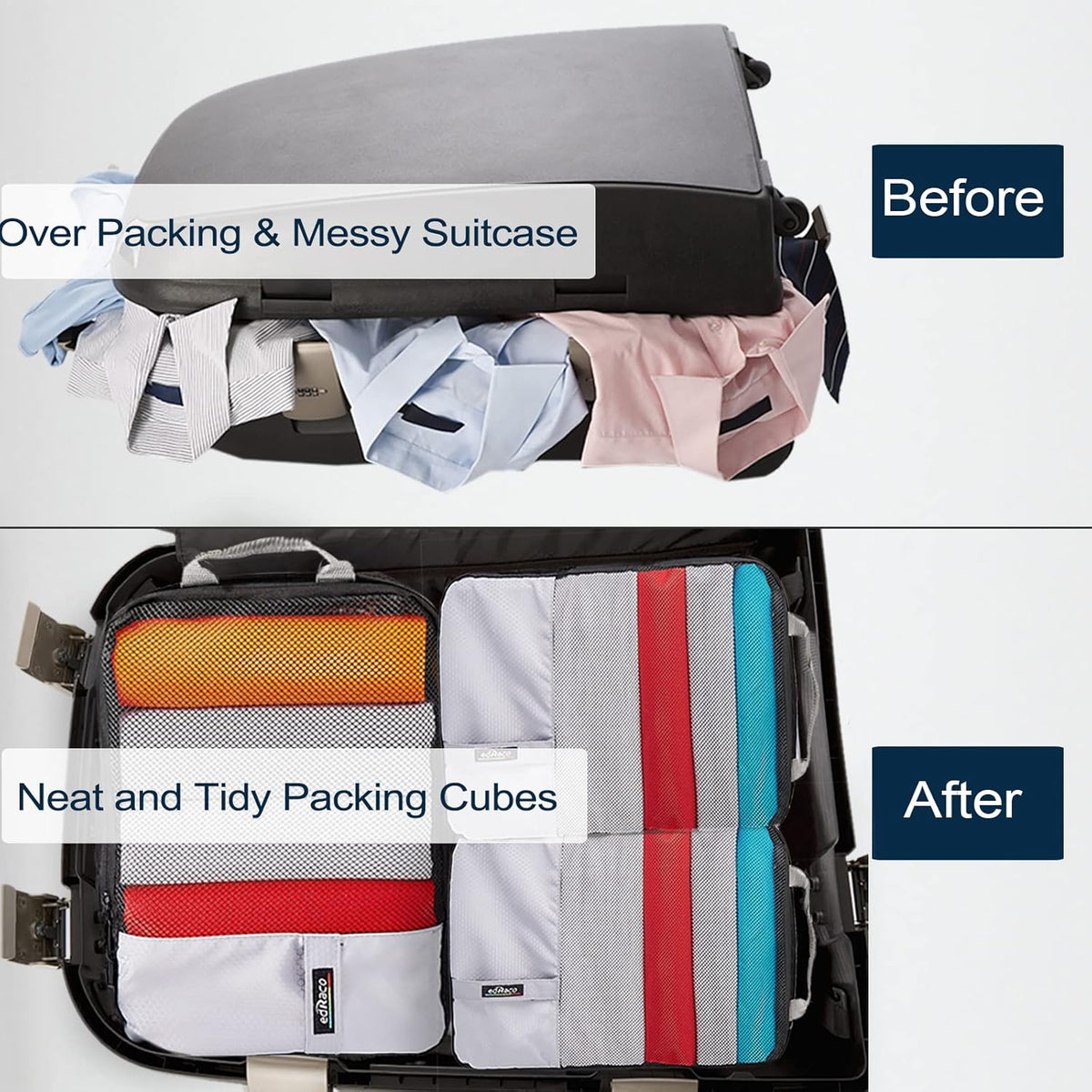 Compression Packing Cubes, 6 Pcs/Set Packing Organizers for Travel, Expandable Luggage Organizer with Toiletry Bag