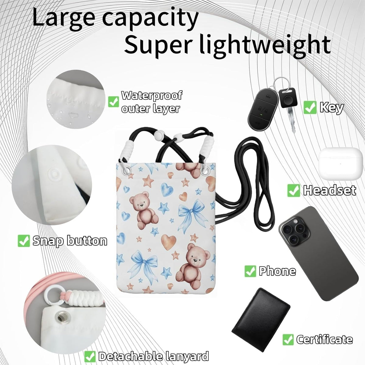 Crossbody Phone Bag | Equipped with Adjustable Detachable Strap, Ideal for Travel & Daily Commuting, Crossbody Bag for Men & Women