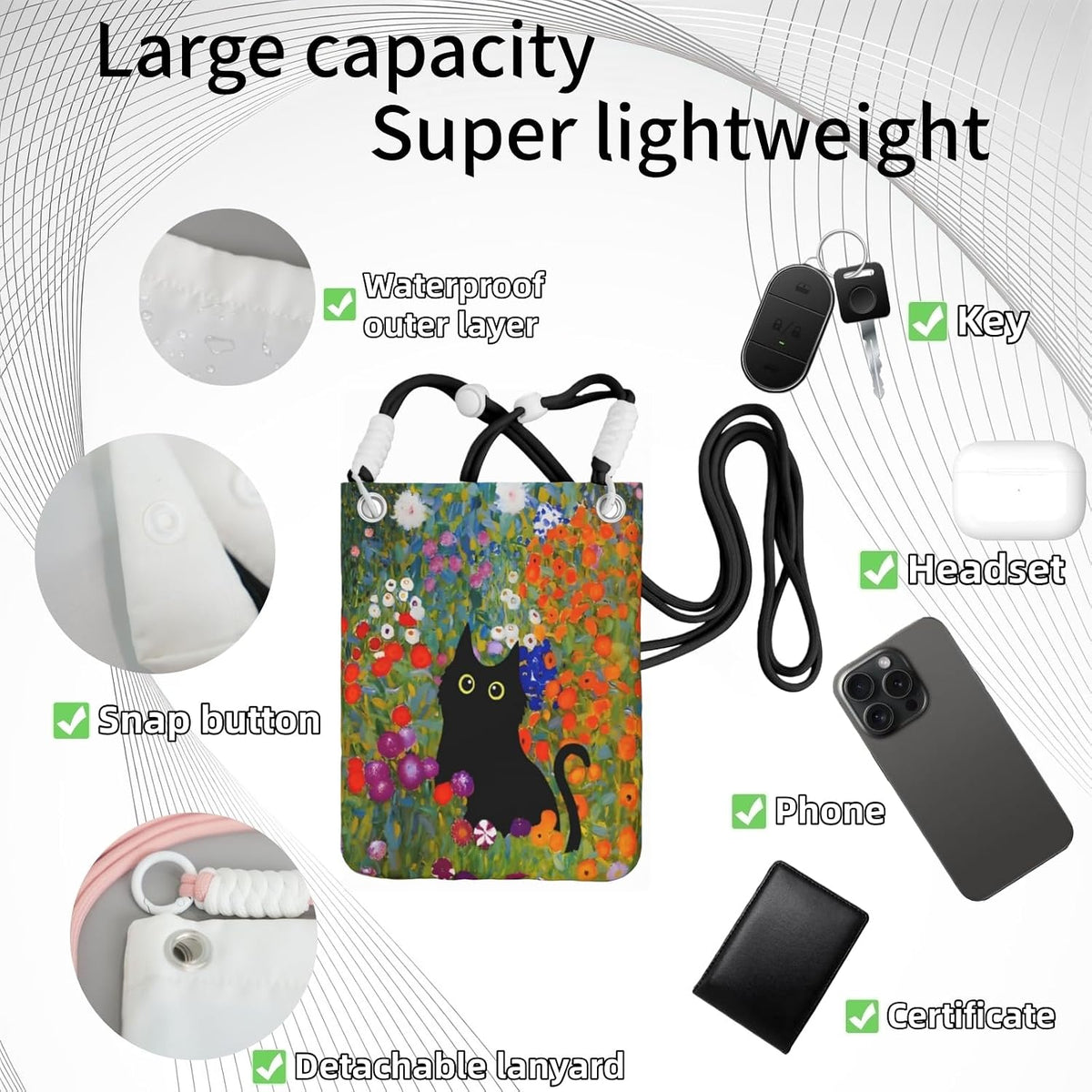 Crossbody Phone Bag | Equipped with Adjustable Detachable Strap, Ideal for Travel & Daily Commuting, Crossbody Bag for Men & Women