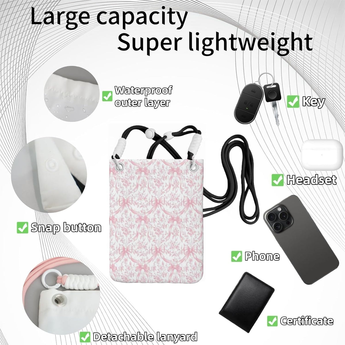 Crossbody Phone Bag | Equipped with Adjustable Detachable Strap, Ideal for Travel & Daily Commuting, Crossbody Bag for Men & Women