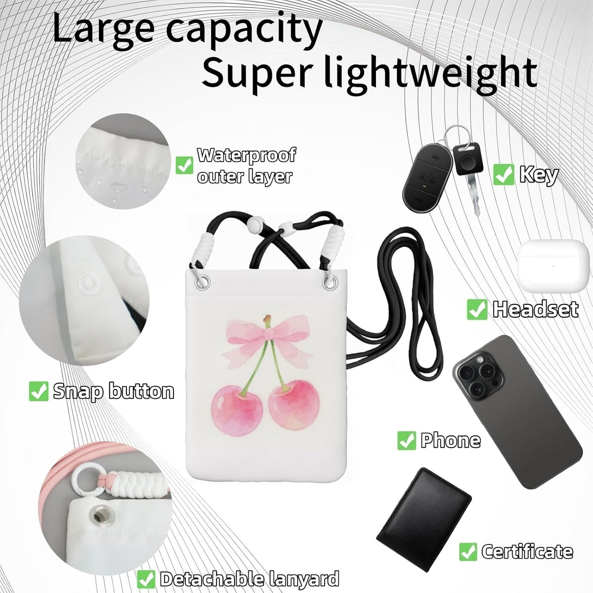 Crossbody Phone Bag | Equipped with Adjustable Detachable Strap, Ideal for Travel & Daily Commuting, Crossbody Bag for Men & Women