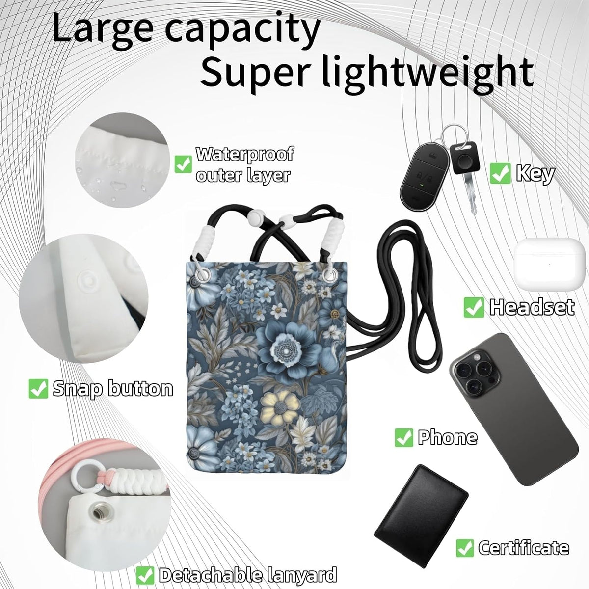 Crossbody Phone Bag | Equipped with Adjustable Detachable Strap, Ideal for Travel & Daily Commuting, Crossbody Bag for Men & Women