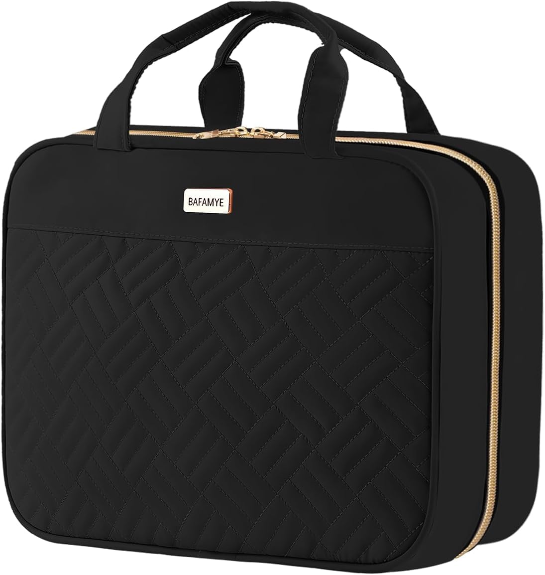 5.8L Travel Toiletry Bag for women - 2.1 GAL Water-resistant Makeup Cosmetic Bag Organizer With Hanging Hook for Travel Accessories Shampoo Full-size Container, Black