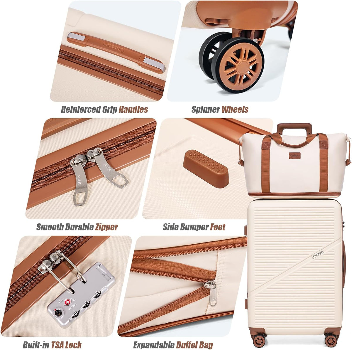 Luggage Sets 5 Piece Suitcases with Wheels, Suitcase Set ABS Hard Case Luggage with TSA Lock Spinner Wheels Durable Travel Luggage (5-Piece Set(20"/24"/28"))