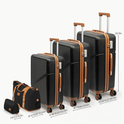 Luggage Sets 5 Piece Suitcases with Wheels, Suitcase Set ABS Hard Case Luggage with TSA Lock Spinner Wheels Durable Travel Luggage (5-Piece Set(20"/24"/28"))