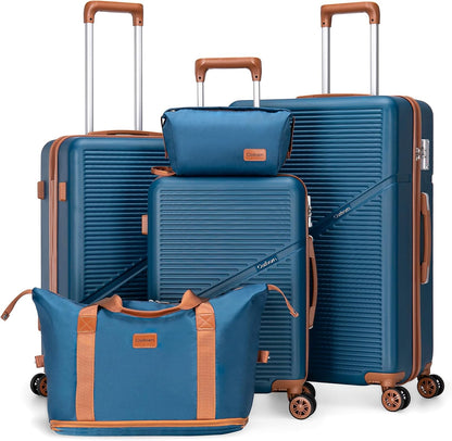 Luggage Sets 5 Piece Suitcases with Wheels, Suitcase Set ABS Hard Case Luggage with TSA Lock Spinner Wheels Durable Travel Luggage (5-Piece Set(20"/24"/28"))