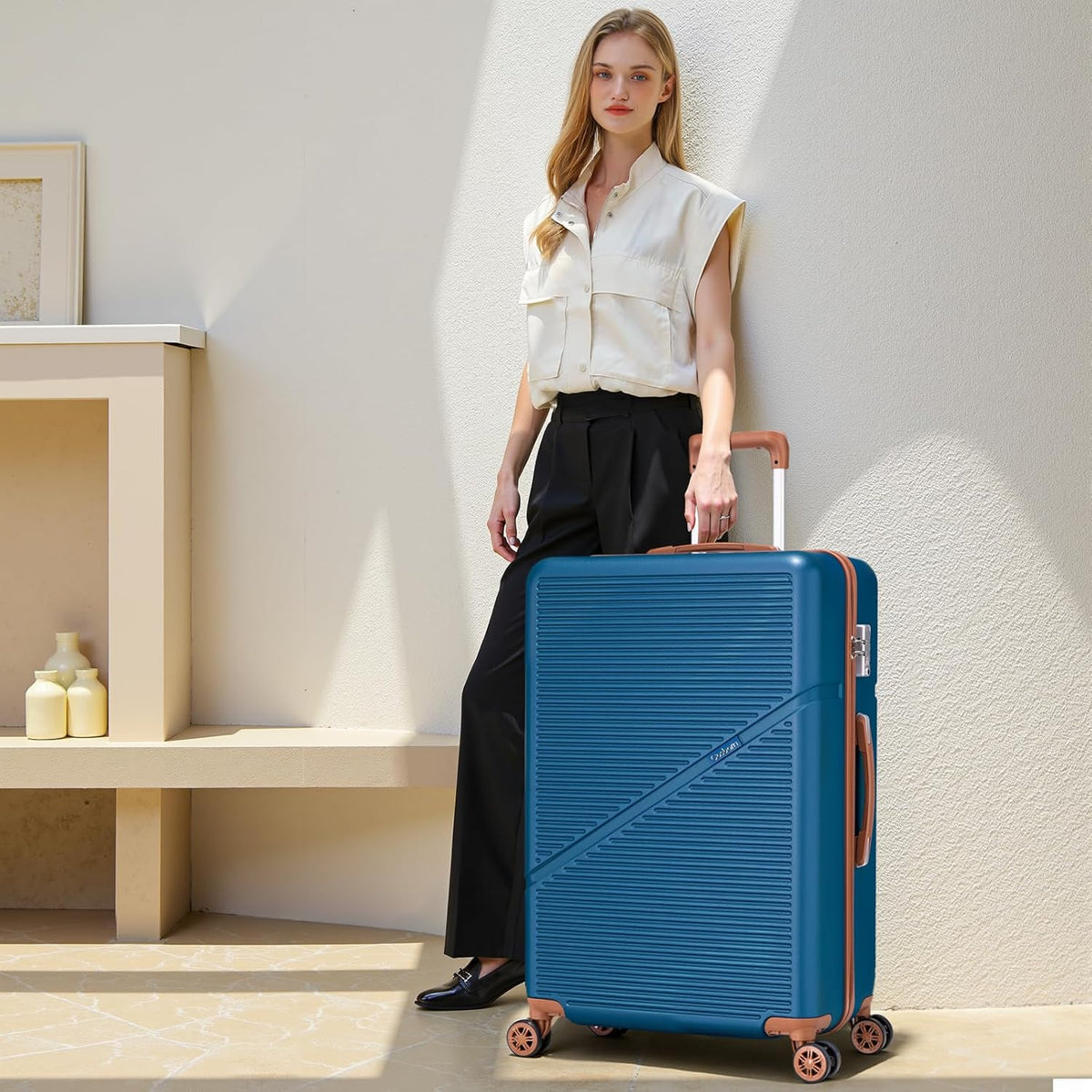 Luggage Sets 5 Piece Suitcases with Wheels, Suitcase Set ABS Hard Case Luggage with TSA Lock Spinner Wheels Durable Travel Luggage (5-Piece Set(20"/24"/28"))