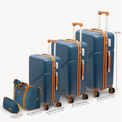 Luggage Sets 5 Piece Suitcases with Wheels, Suitcase Set ABS Hard Case Luggage with TSA Lock Spinner Wheels Durable Travel Luggage (5-Piece Set(20"/24"/28"))