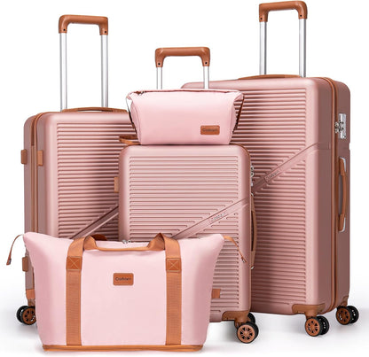 Luggage Sets 5 Piece Suitcases with Wheels, Suitcase Set ABS Hard Case Luggage with TSA Lock Spinner Wheels Durable Travel Luggage (5-Piece Set(20"/24"/28"))