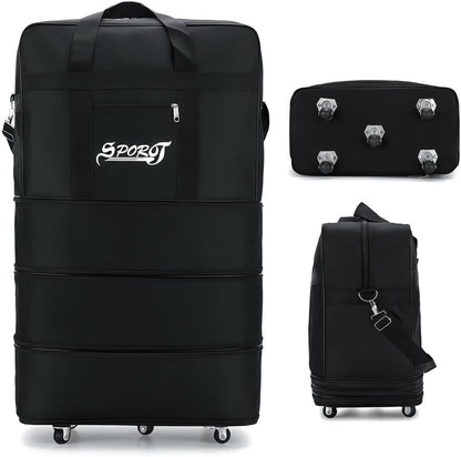 42" Large Expandable Wheeled Duffle Bag Foldable Rolling Travel Suitcase New