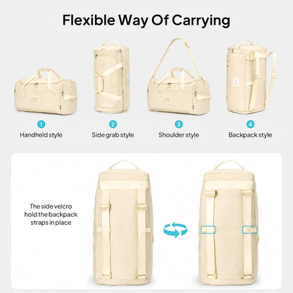 Foldable Duffle Bag for Travel, Large Travel Duffel Bags for Women | 4 in 1 Travel Backpack, Carry on Weekender Bags for Women Travel, 40L Capacity, Multi-Pocket, Water-resistant, Green