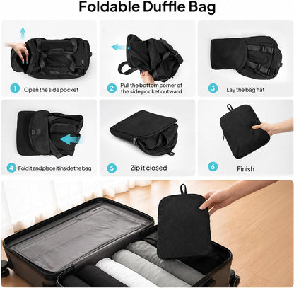 Foldable Duffle Bag for Travel, Large Travel Duffel Bags for Women | 4 in 1 Travel Backpack, Carry on Weekender Bags for Women Travel, 40L Capacity, Multi-Pocket, Water-resistant, Green