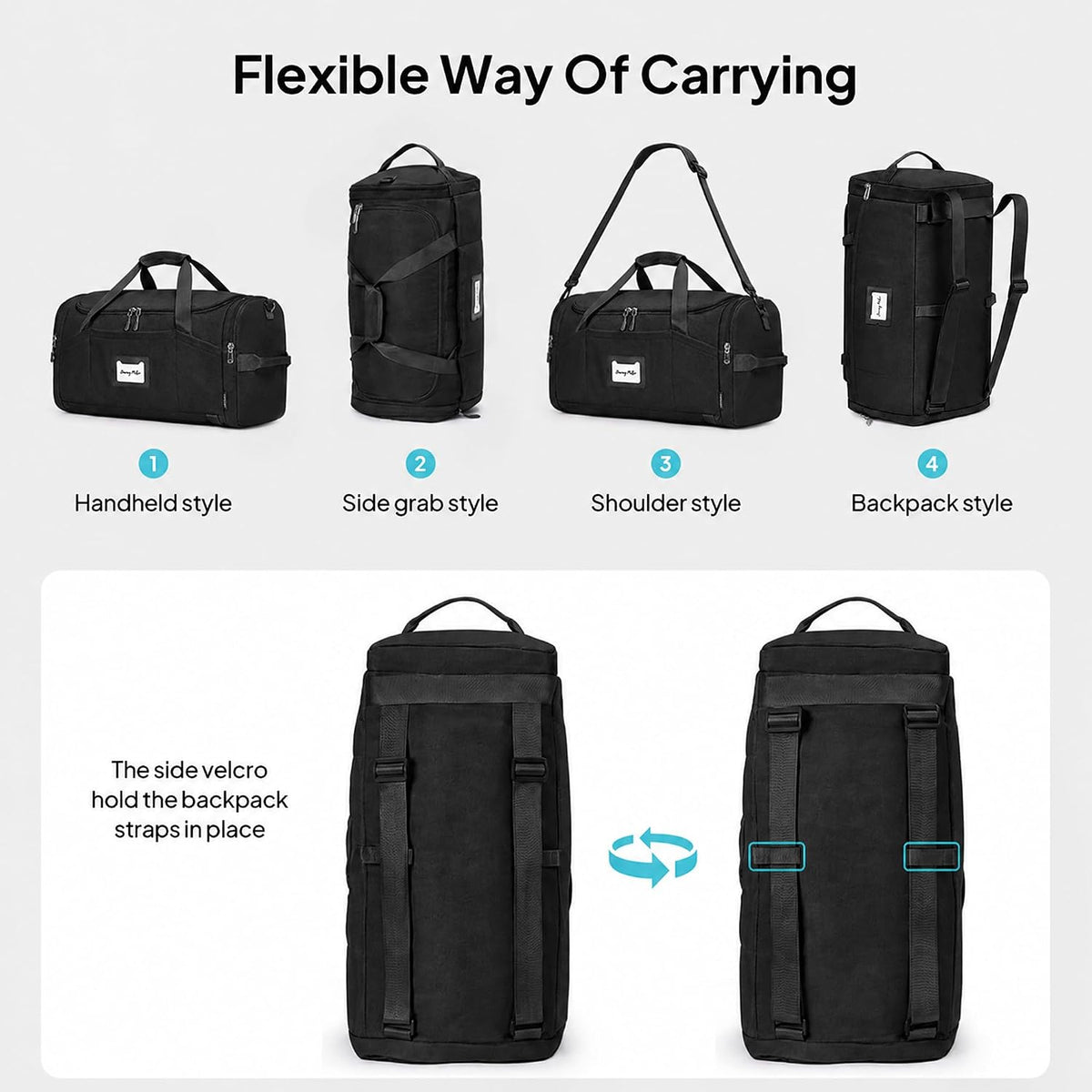 Foldable Duffle Bag for Travel, Large Travel Duffel Bags for Women | 4 in 1 Travel Backpack, Carry on Weekender Bags for Women Travel, 40L Capacity, Multi-Pocket, Water-resistant, Green