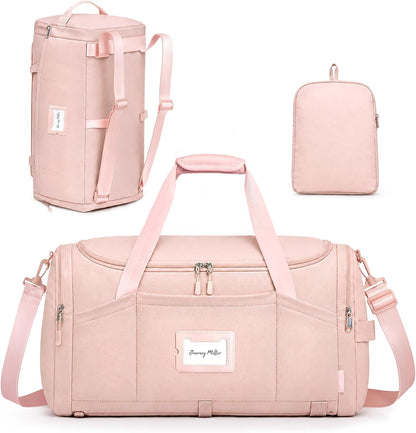 Foldable Duffle Bag for Travel, Large Travel Duffel Bags for Women | 4 in 1 Travel Backpack, Carry on Weekender Bags for Women Travel, 40L Capacity, Multi-Pocket, Water-resistant, Green