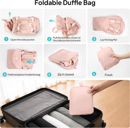 Foldable Duffle Bag for Travel, Large Travel Duffel Bags for Women | 4 in 1 Travel Backpack, Carry on Weekender Bags for Women Travel, 40L Capacity, Multi-Pocket, Water-resistant, Green