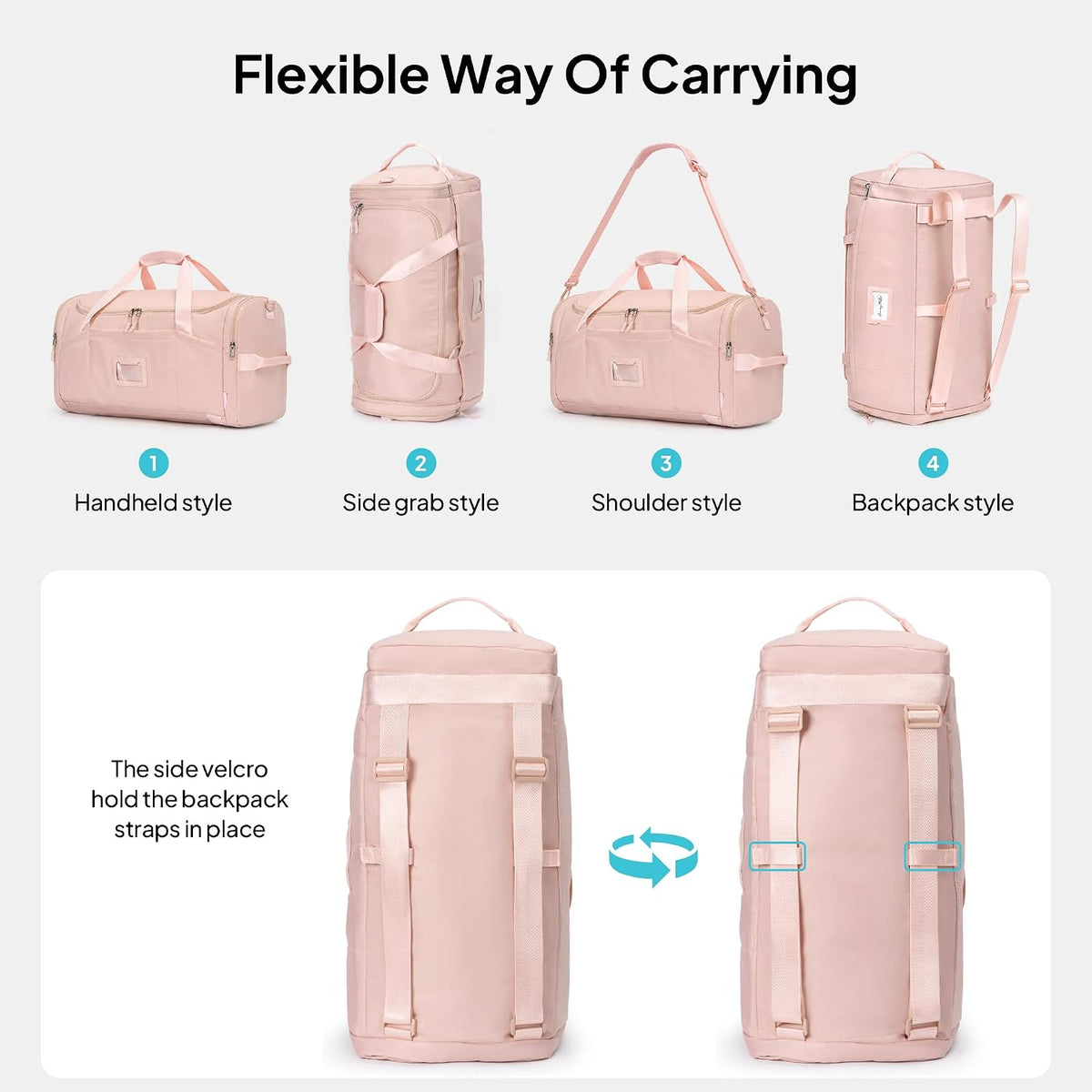 Foldable Duffle Bag for Travel, Large Travel Duffel Bags for Women | 4 in 1 Travel Backpack, Carry on Weekender Bags for Women Travel, 40L Capacity, Multi-Pocket, Water-resistant, Green