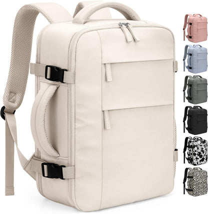 Travel Backpack for Women Man, Waterproof Personal Item Travel Bag Airline Approved Laptop Backpack Bookbag Weekender bags for Business,Travel, Work Fits 15.6 inch Laptop(Medium,Beige)