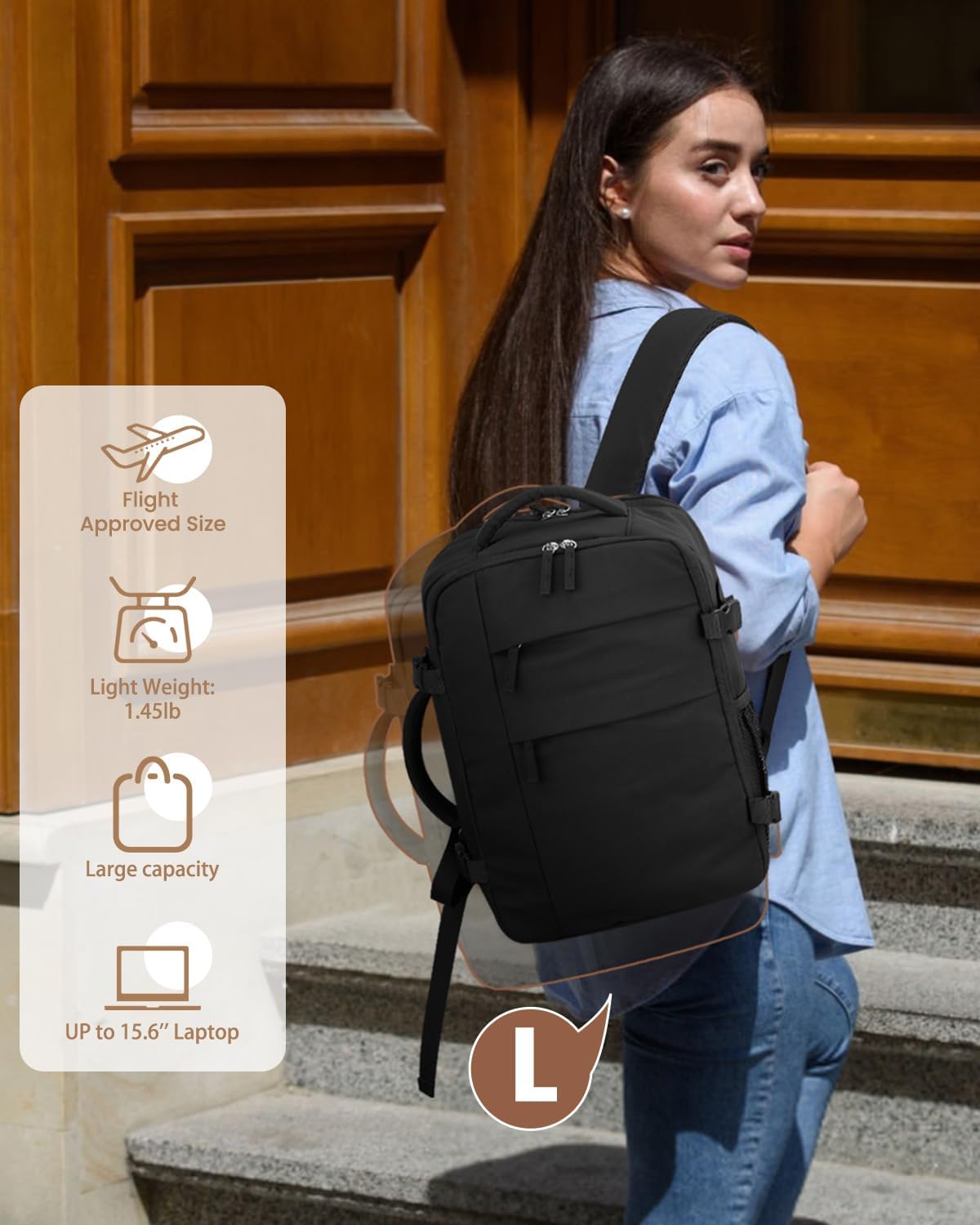 Travel Backpack for Women Man, Waterproof Personal Item Travel Bag Airline Approved Laptop Backpack Bookbag Weekender bags for Business,Travel, Work Fits 15.6 inch Laptop(Medium,Beige)