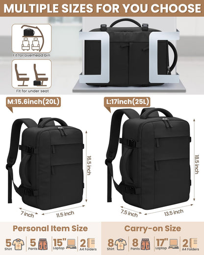 Travel Backpack for Women Man, Waterproof Personal Item Travel Bag Airline Approved Laptop Backpack Bookbag Weekender bags for Business,Travel, Work Fits 15.6 inch Laptop(Medium,Beige)