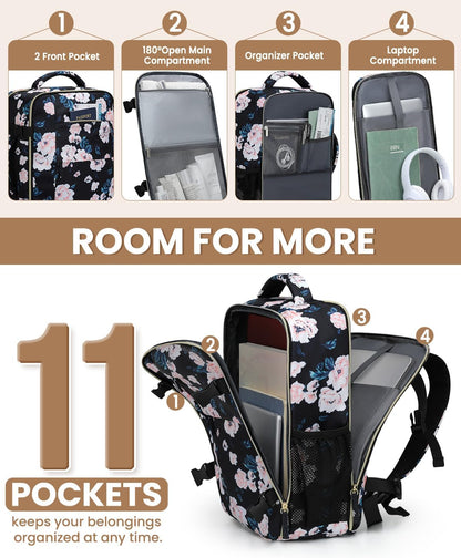 Travel Backpack for Women Man, Waterproof Personal Item Travel Bag Airline Approved Laptop Backpack Bookbag Weekender bags for Business,Travel, Work Fits 15.6 inch Laptop(Medium,Beige)