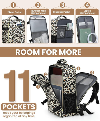 Travel Backpack for Women Man, Waterproof Personal Item Travel Bag Airline Approved Laptop Backpack Bookbag Weekender bags for Business,Travel, Work Fits 15.6 inch Laptop(Medium,Beige)