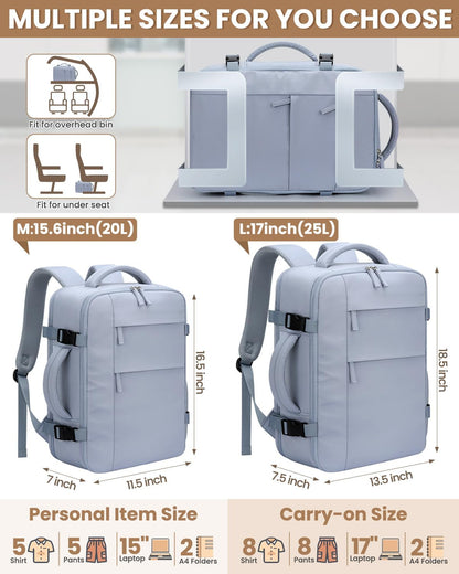 Travel Backpack for Women Man, Waterproof Personal Item Travel Bag Airline Approved Laptop Backpack Bookbag Weekender bags for Business,Travel, Work Fits 15.6 inch Laptop(Medium,Beige)