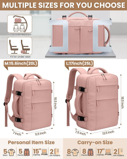 Travel Backpack for Women Man, Waterproof Personal Item Travel Bag Airline Approved Laptop Backpack Bookbag Weekender bags for Business,Travel, Work Fits 15.6 inch Laptop(Medium,Beige)