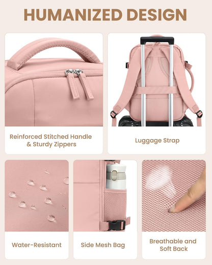 Travel Backpack for Women Man, Waterproof Personal Item Travel Bag Airline Approved Laptop Backpack Bookbag Weekender bags for Business,Travel, Work Fits 15.6 inch Laptop(Medium,Beige)
