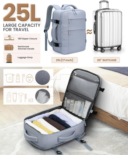Travel Backpack for Women Man, Waterproof Personal Item Travel Bag Airline Approved Laptop Backpack Bookbag Weekender bags for Business,Travel, Work Fits 15.6 inch Laptop(Medium,Beige)