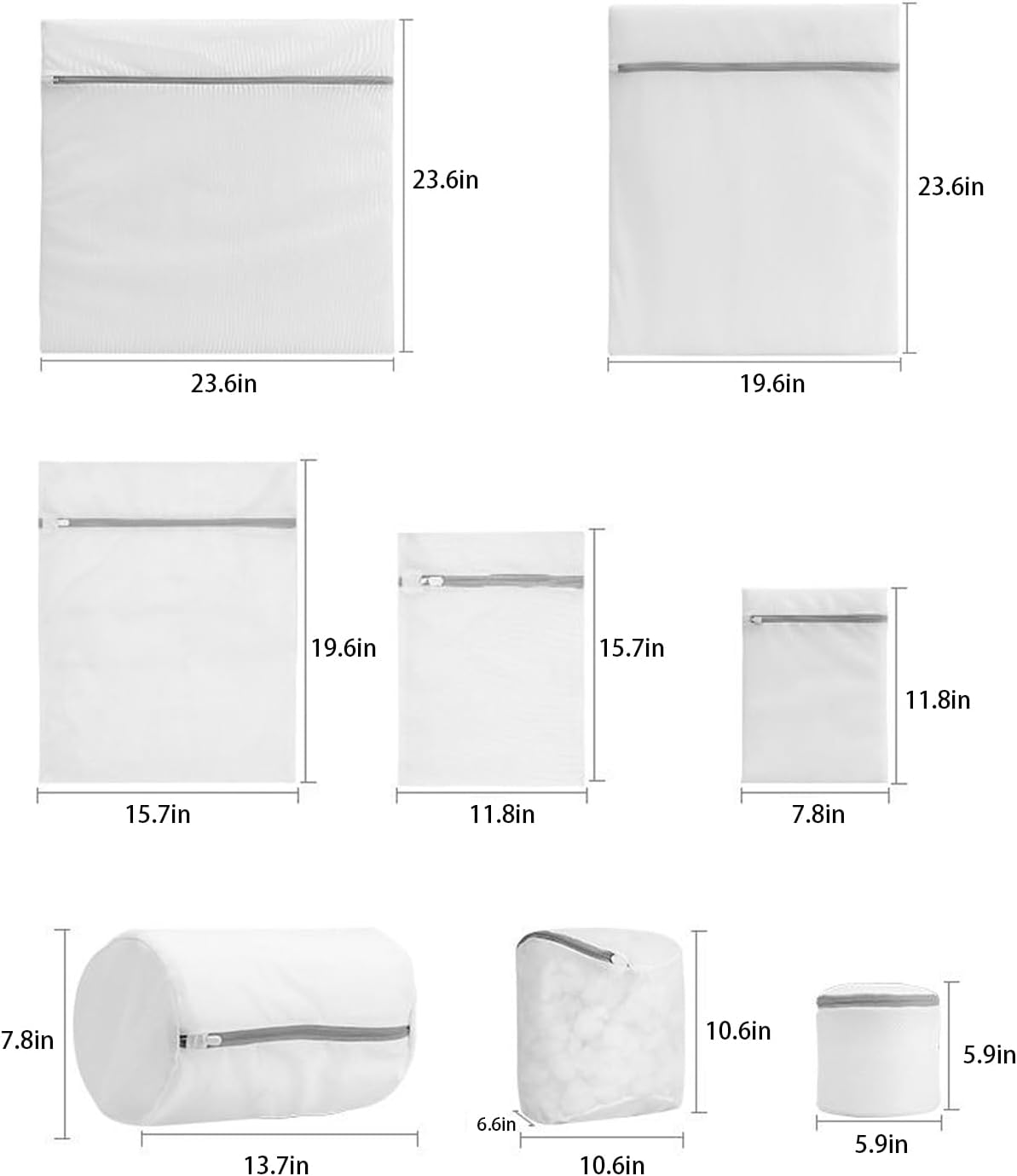 8Pcs Mesh Laundry Bags for Delicates, Premium Zipper, Travel Storage, Washing Bags for Shirts, Bras, Hosiery, Underwear, Lingerie. (Coarse screens)