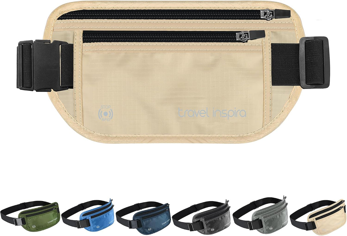 RFID Hidden Money Belt Slim Anti Theft Travel Wallet | Passport Holder for Travel Concealed under Clothes for Ultimate Protection of Credit Cards, Cash, Passport & Documents, Black