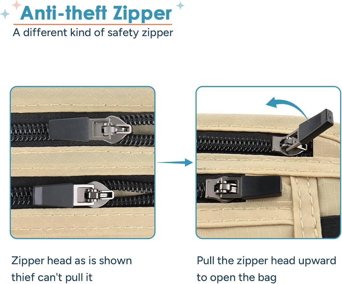 RFID Hidden Money Belt Slim Anti Theft Travel Wallet | Passport Holder for Travel Concealed under Clothes for Ultimate Protection of Credit Cards, Cash, Passport & Documents, Black