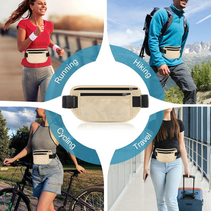 RFID Hidden Money Belt Slim Anti Theft Travel Wallet | Passport Holder for Travel Concealed under Clothes for Ultimate Protection of Credit Cards, Cash, Passport & Documents, Black