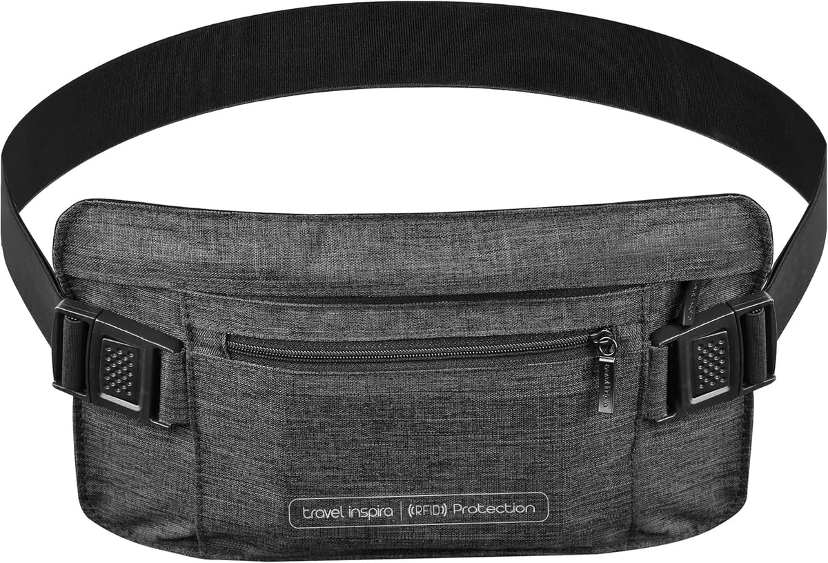 RFID Hidden Money Belt Slim Anti Theft Travel Wallet | Passport Holder for Travel Concealed under Clothes for Ultimate Protection of Credit Cards, Cash, Passport & Documents, Black