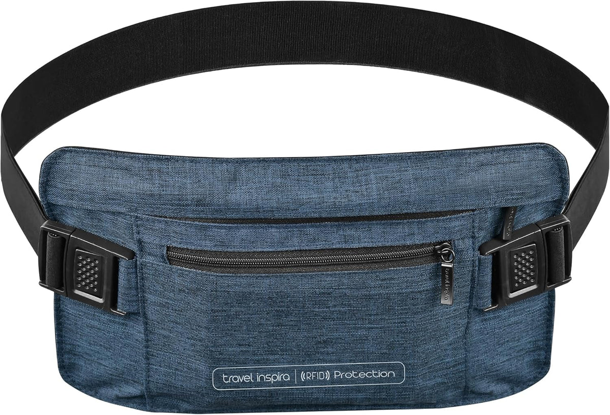 RFID Hidden Money Belt Slim Anti Theft Travel Wallet | Passport Holder for Travel Concealed under Clothes for Ultimate Protection of Credit Cards, Cash, Passport & Documents, Black