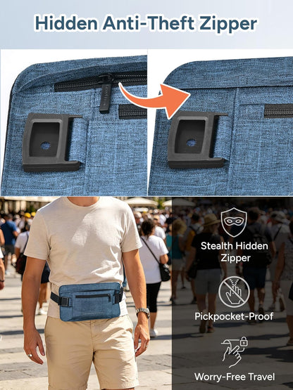 RFID Hidden Money Belt Slim Anti Theft Travel Wallet | Passport Holder for Travel Concealed under Clothes for Ultimate Protection of Credit Cards, Cash, Passport & Documents, Black