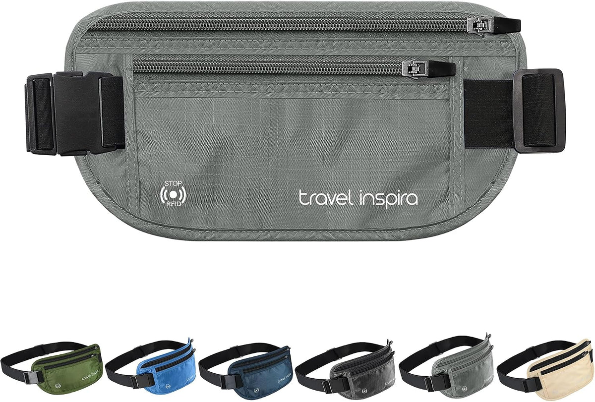 RFID Hidden Money Belt Slim Anti Theft Travel Wallet | Passport Holder for Travel Concealed under Clothes for Ultimate Protection of Credit Cards, Cash, Passport & Documents, Black